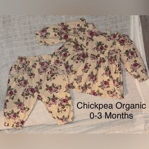 Chick Pea Floral Kids Matching Set - Cream and Purple